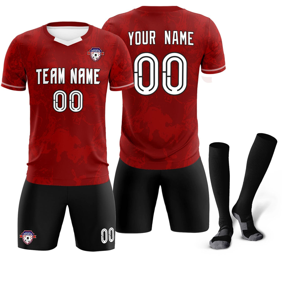 Custom Crimson Classic Graffiti Pattern Sportswear Soccer Tops/Sets Jersey