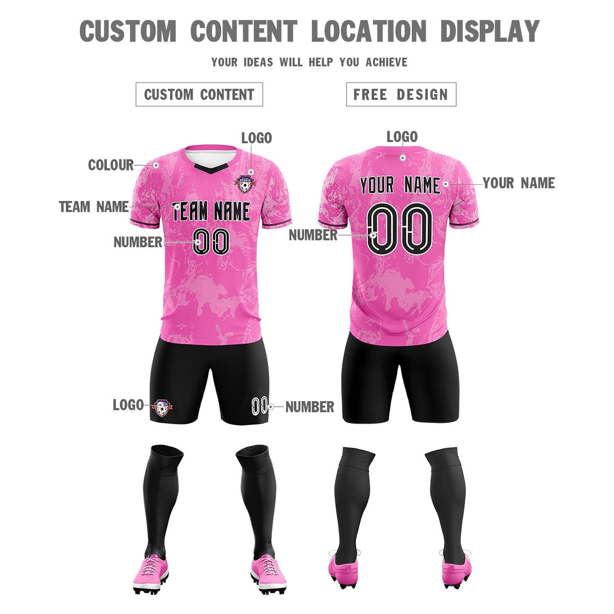 Custom Pink Classic Graffiti Pattern Sportswear Soccer Tops/Sets Jersey
