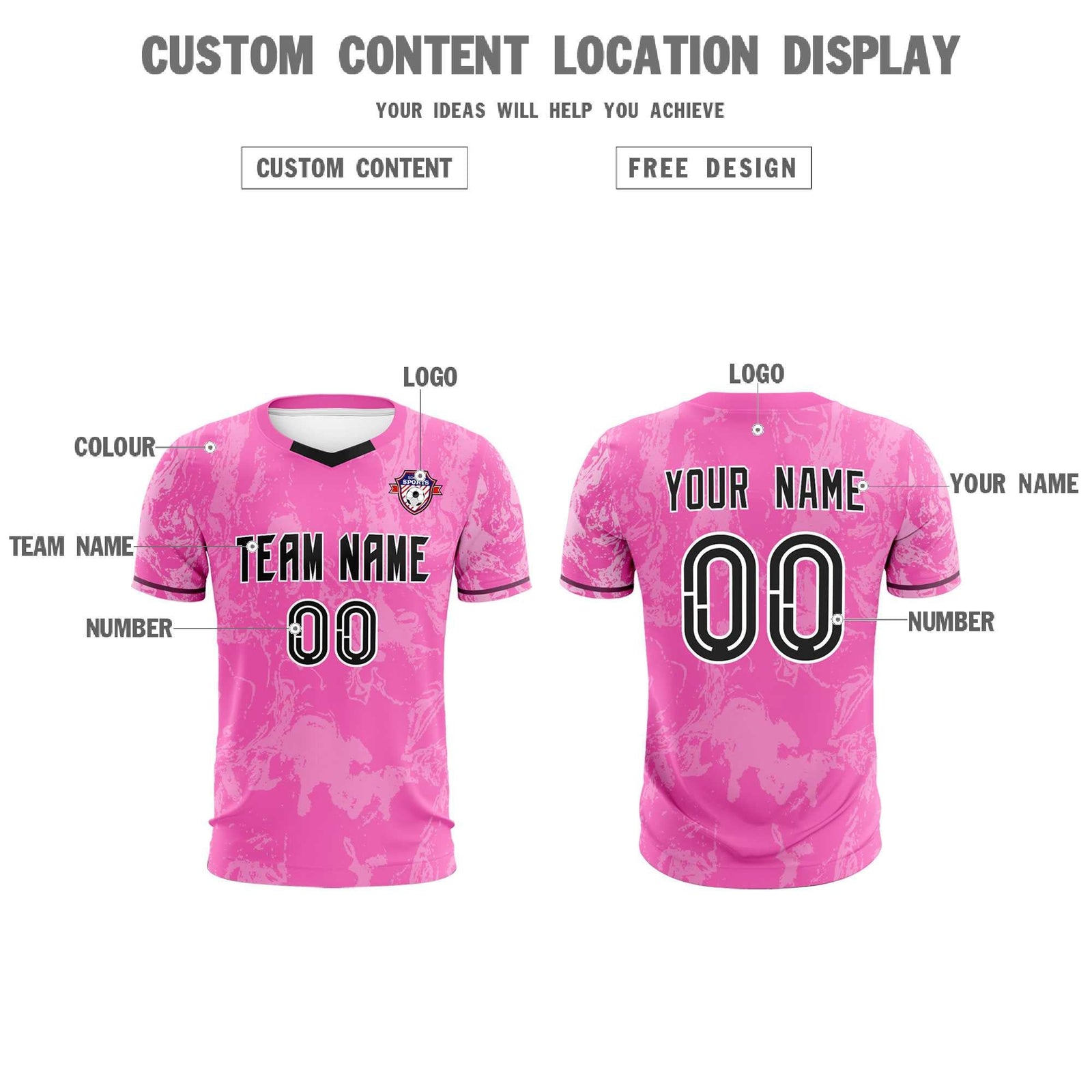 Custom Pink Classic Graffiti Pattern Sportswear Soccer Tops/Sets Jersey