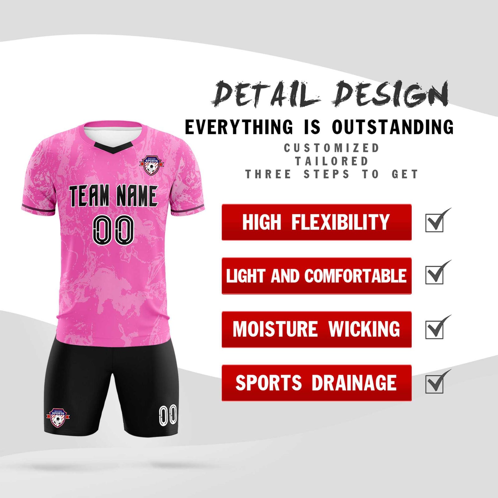 Custom Pink Classic Graffiti Pattern Sportswear Soccer Tops/Sets Jersey
