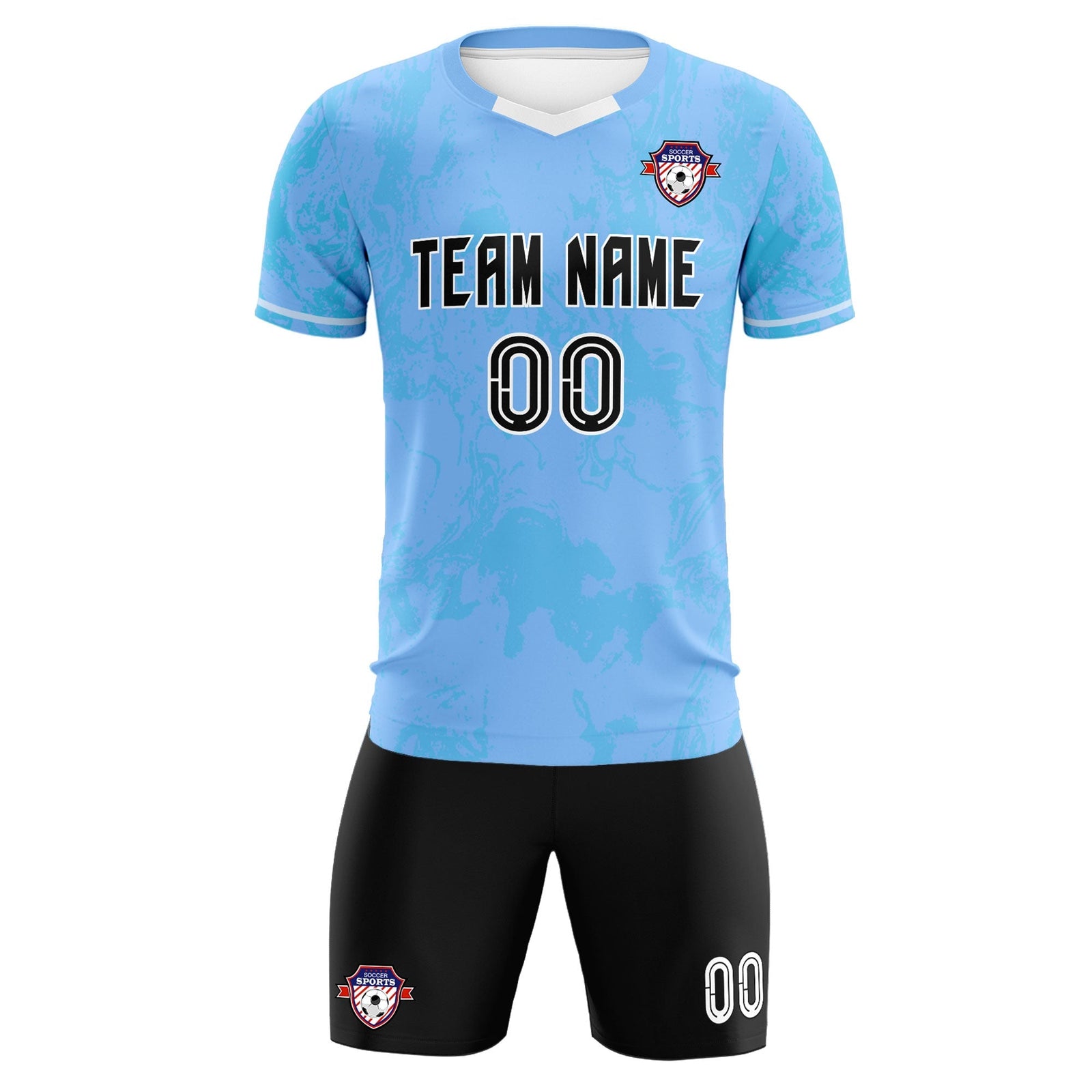 Custom Light Blue Classic Graffiti Pattern Sportswear Soccer Tops/Sets Jersey