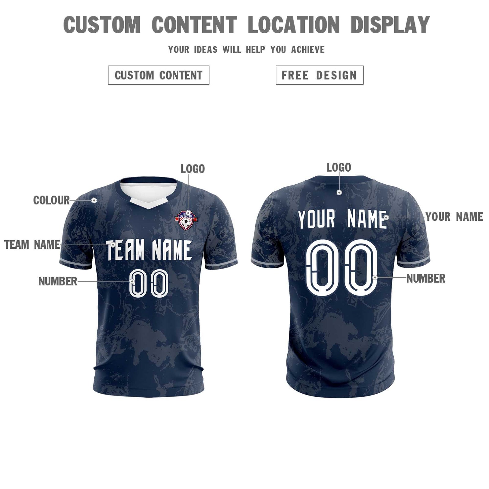 Custom Navy Classic Graffiti Pattern Sportswear Soccer Tops/Sets Jersey