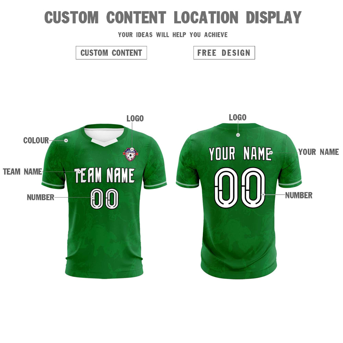 Custom Kelly Green Classic Graffiti Pattern Sportswear Soccer Tops/Sets Jersey