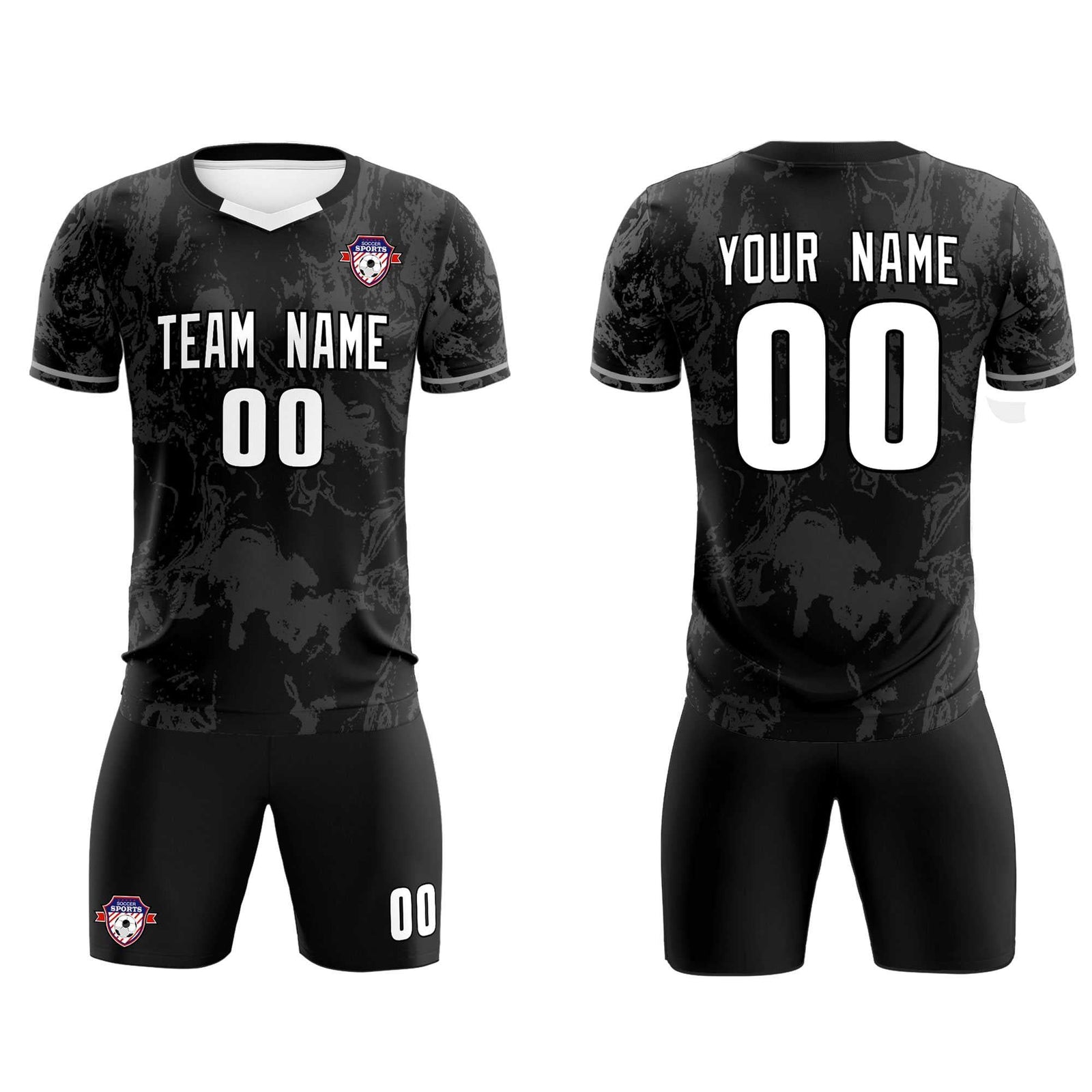 Custom Black Classic Graffiti Pattern Sportswear Soccer Tops/Sets Jersey