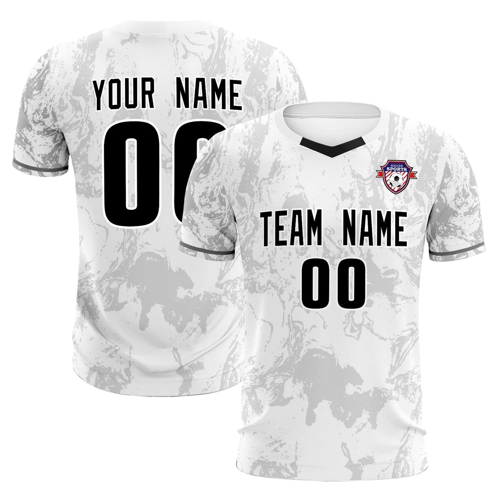 Custom White Classic Graffiti Pattern Sportswear Soccer Tops/Sets Jersey