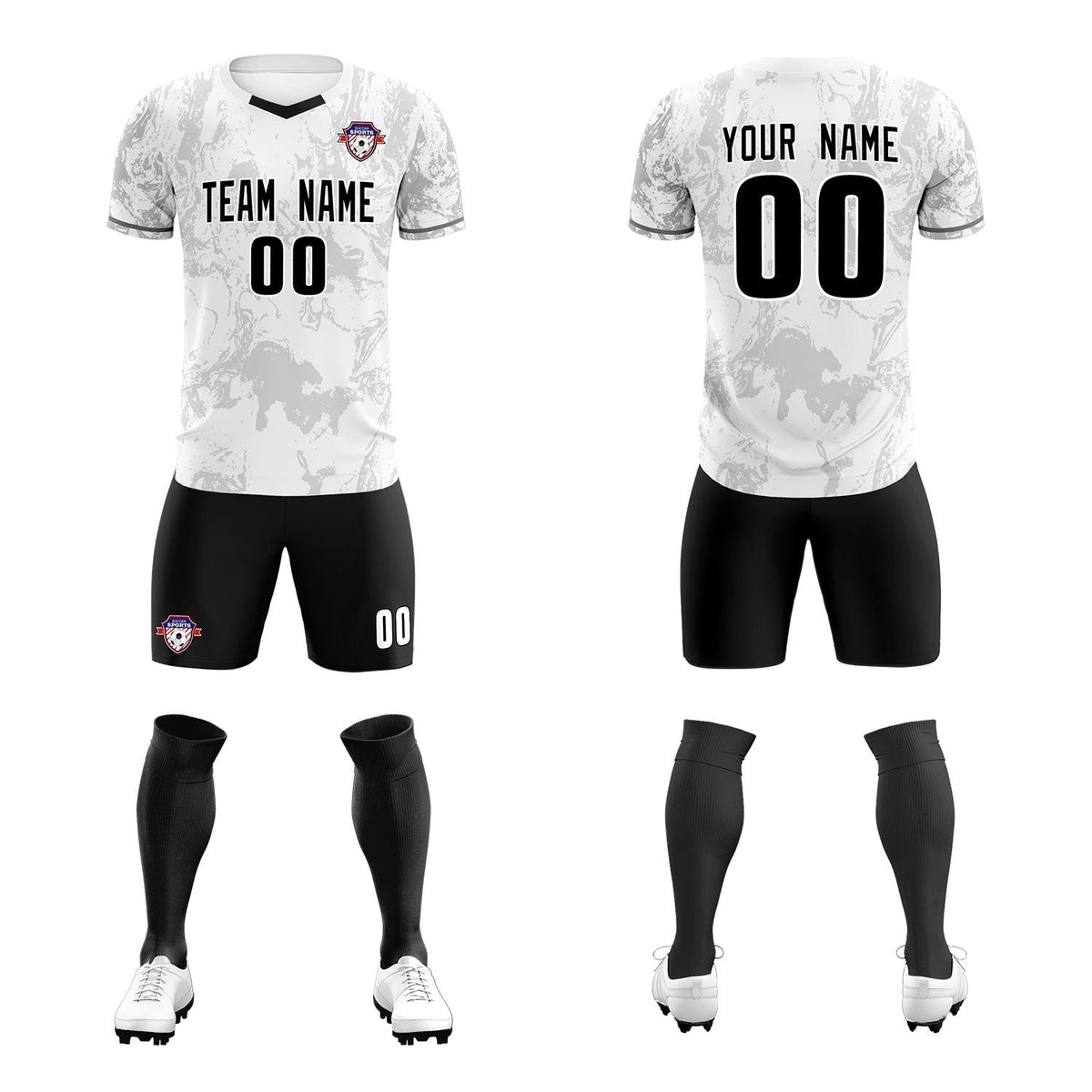 Custom White Classic Graffiti Pattern Sportswear Soccer Tops/Sets Jersey