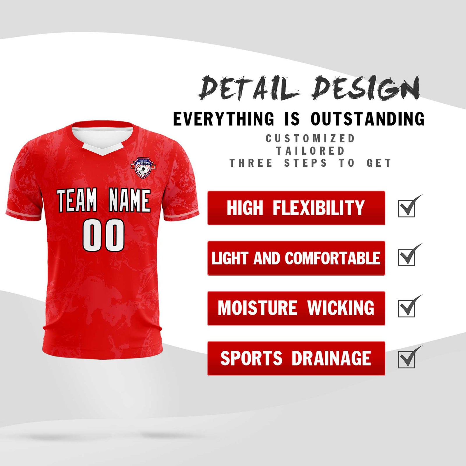 Custom Red Classic Graffiti Pattern Sportswear Soccer Tops/Sets Jersey