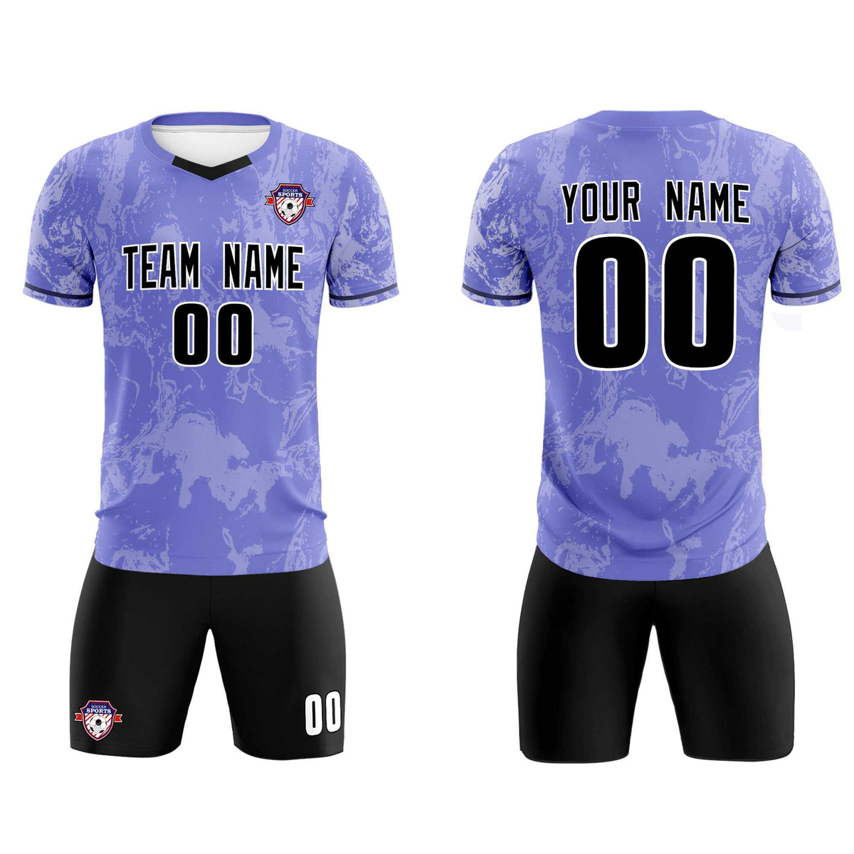 Custom Purple Classic Graffiti Pattern Sportswear Soccer Tops/Sets Jersey