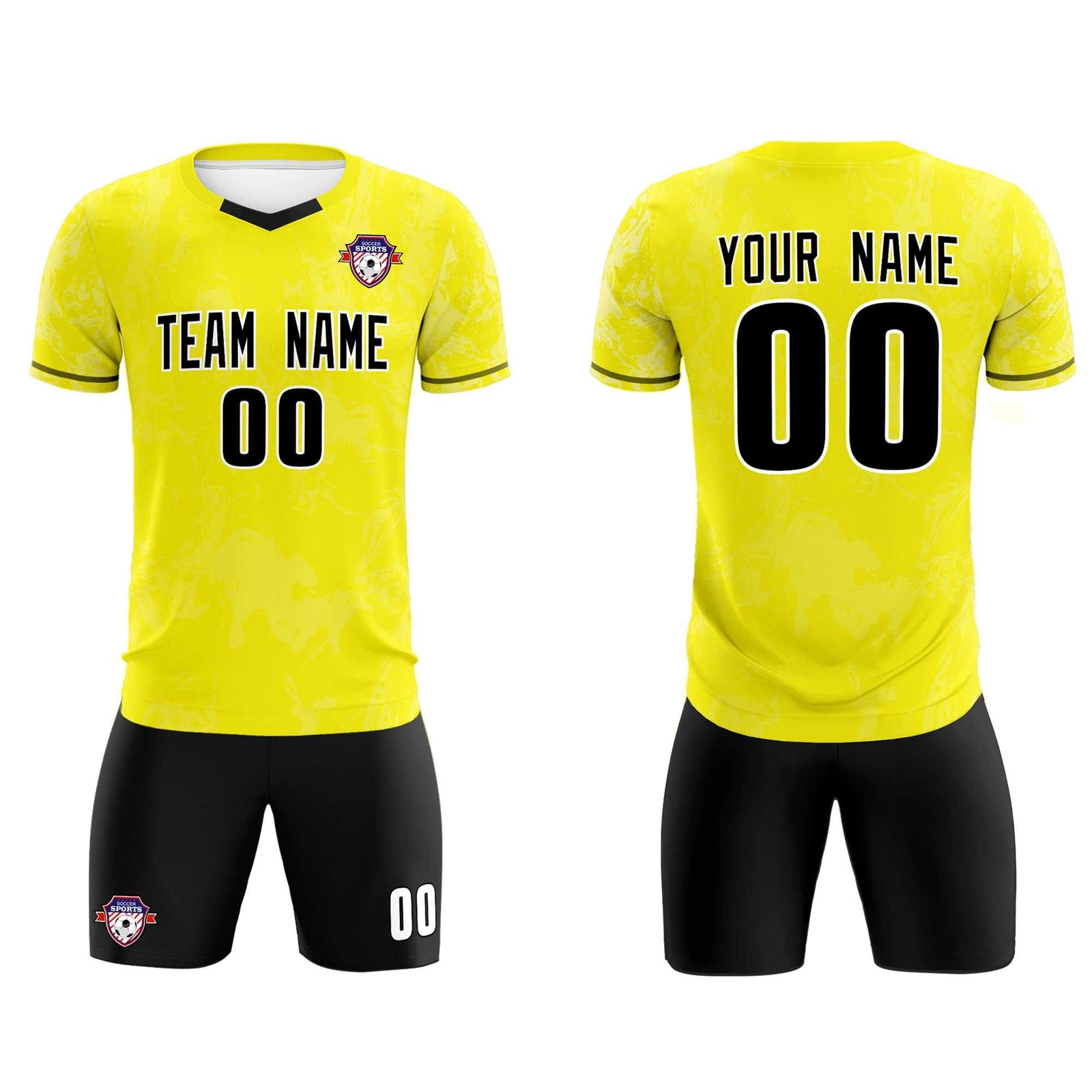 Custom Yellow Classic Graffiti Pattern Sportswear Soccer Tops/Sets Jersey
