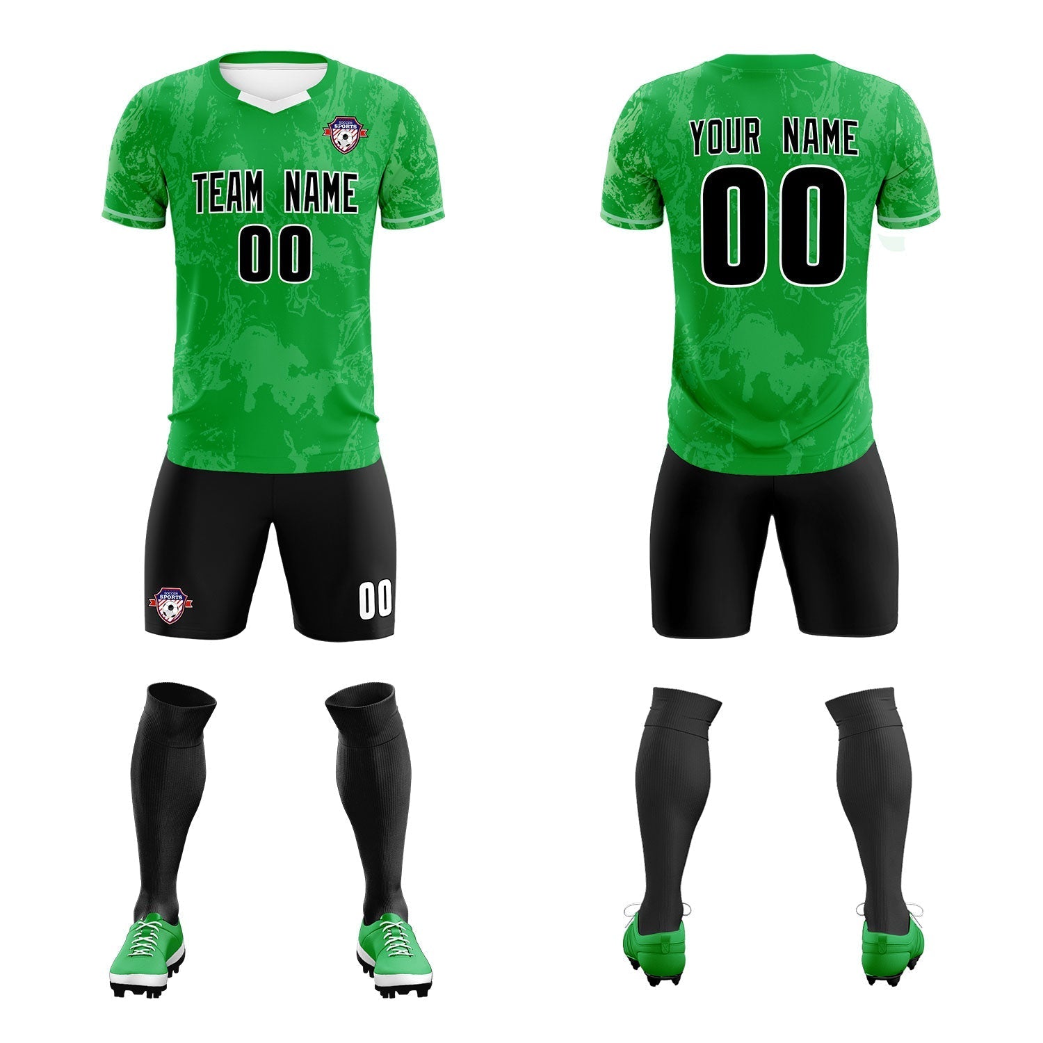 Custom Kelly Green Classic Graffiti Pattern Sportswear Soccer Tops/Sets Jersey
