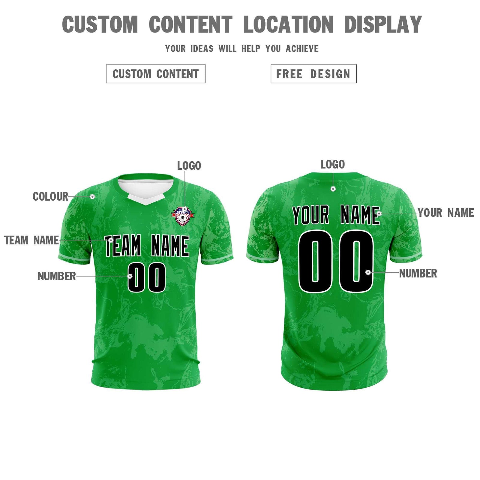 Custom Kelly Green Classic Graffiti Pattern Sportswear Soccer Tops/Sets Jersey