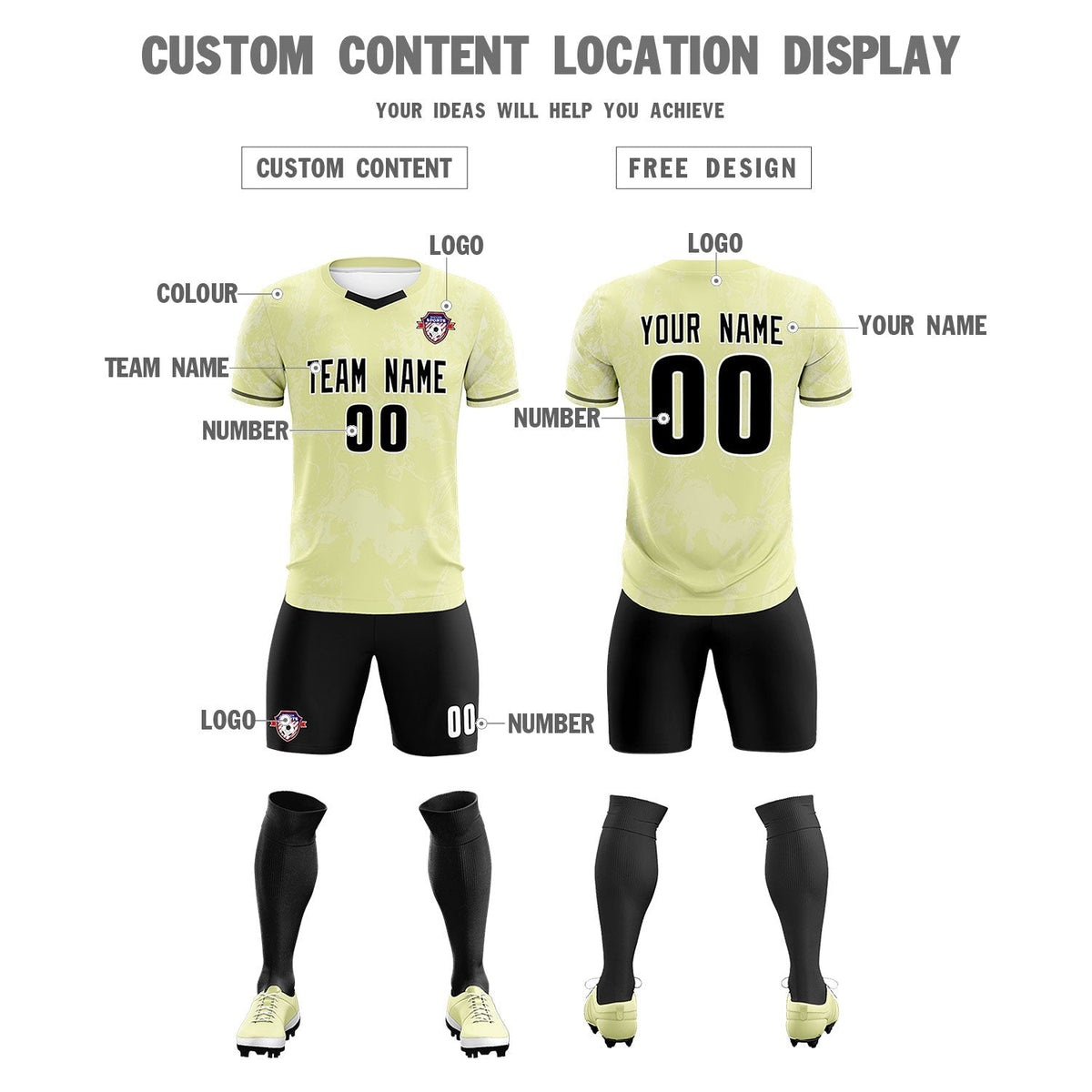 Custom Cream Classic Graffiti Pattern Sportswear Soccer Tops/Sets Jersey