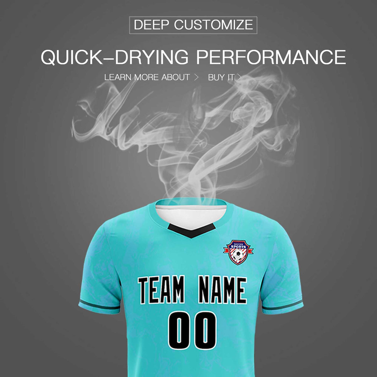Custom Sky Blue Classic Graffiti Pattern Sportswear Soccer Tops/Sets Jersey