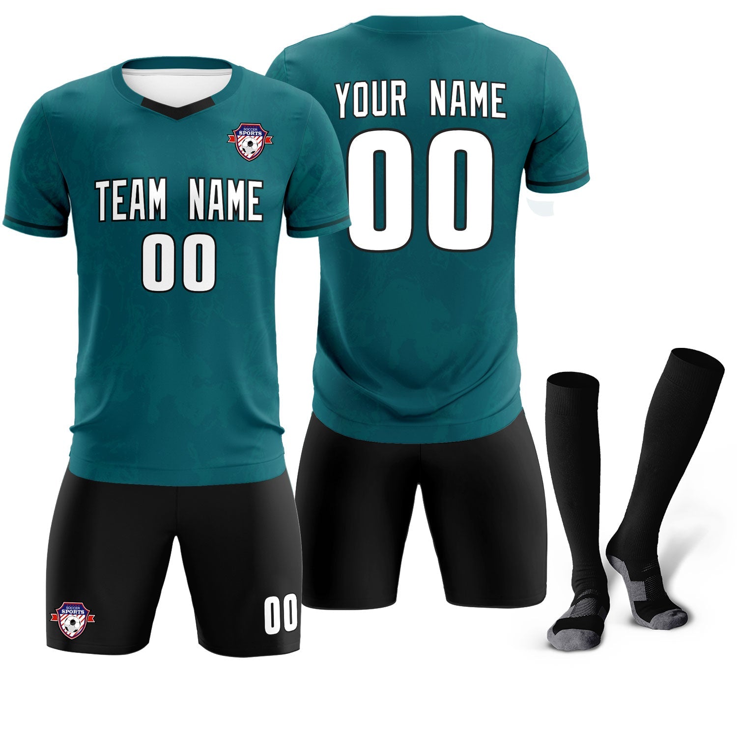 Custom Midnight Green Classic Graffiti Pattern Sportswear Soccer Tops/Sets Jersey