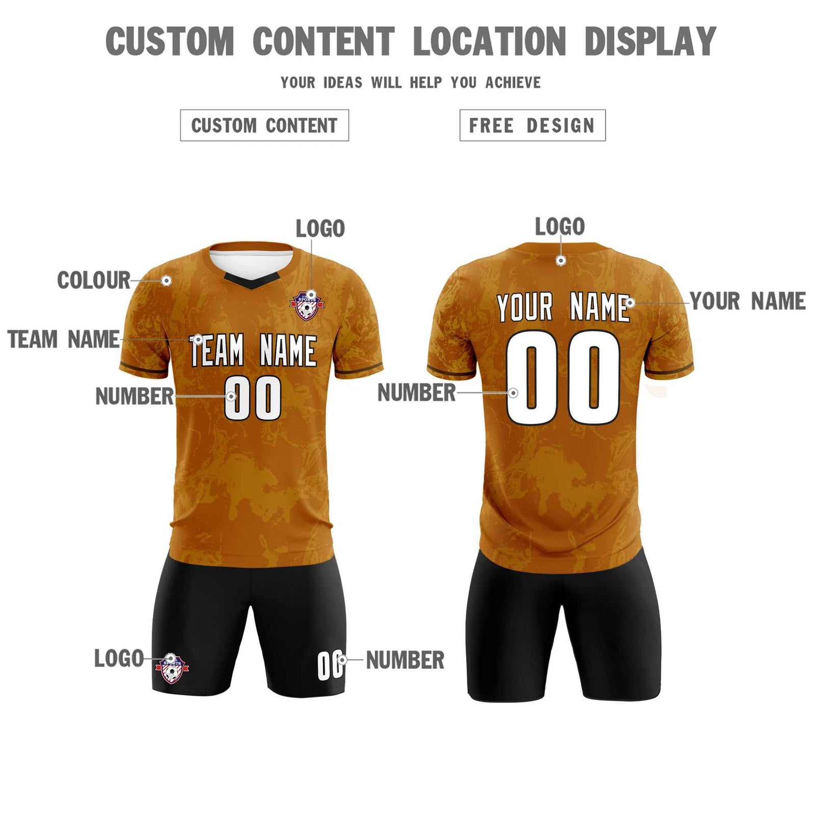 Custom Khaki Classic Graffiti Pattern Sportswear Soccer Tops/Sets Jersey