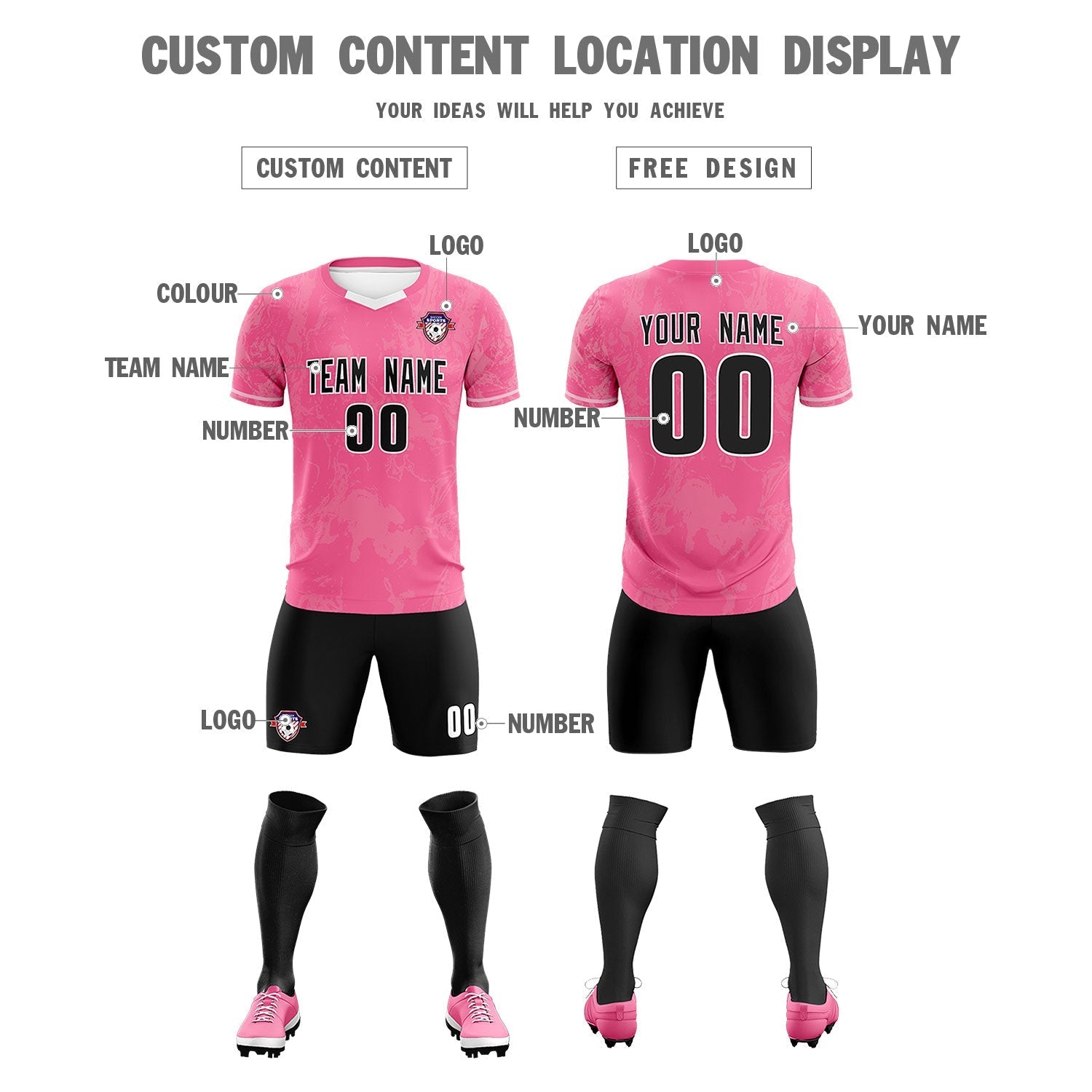 Custom Pink Classic Graffiti Pattern Sportswear Soccer Tops/Sets Jersey