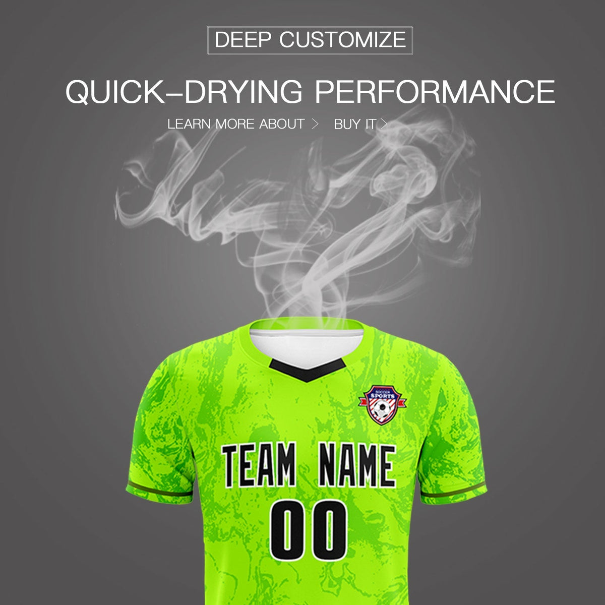 Custom Kelly Green Classic Graffiti Pattern Sportswear Soccer Tops/Sets Jersey