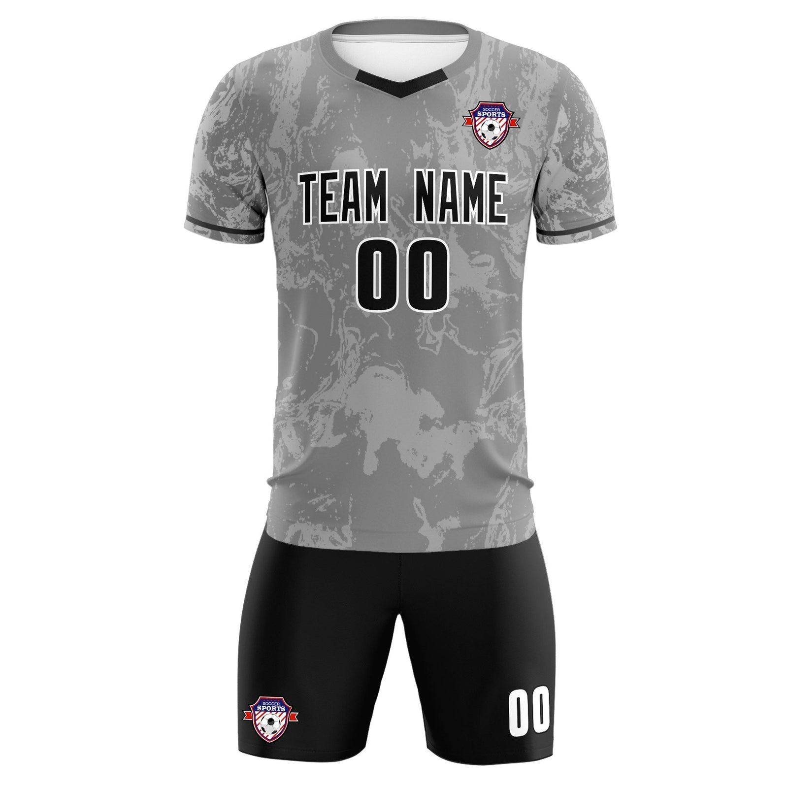 Custom Gray Classic Graffiti Pattern Sportswear Soccer Tops/Sets Jersey