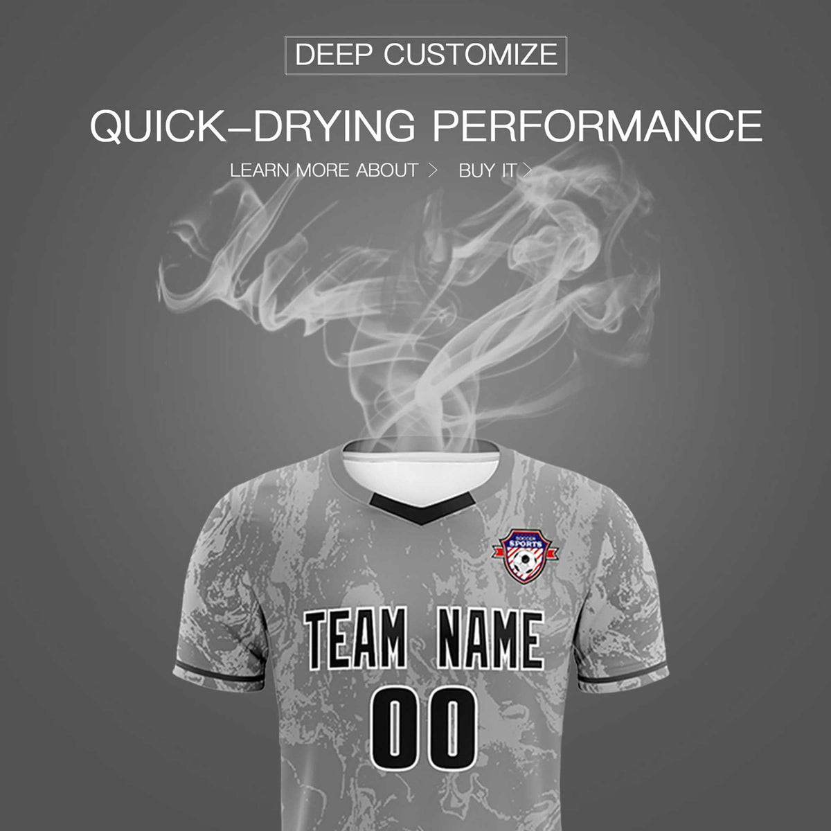 Custom Gray Classic Graffiti Pattern Sportswear Soccer Tops/Sets Jersey