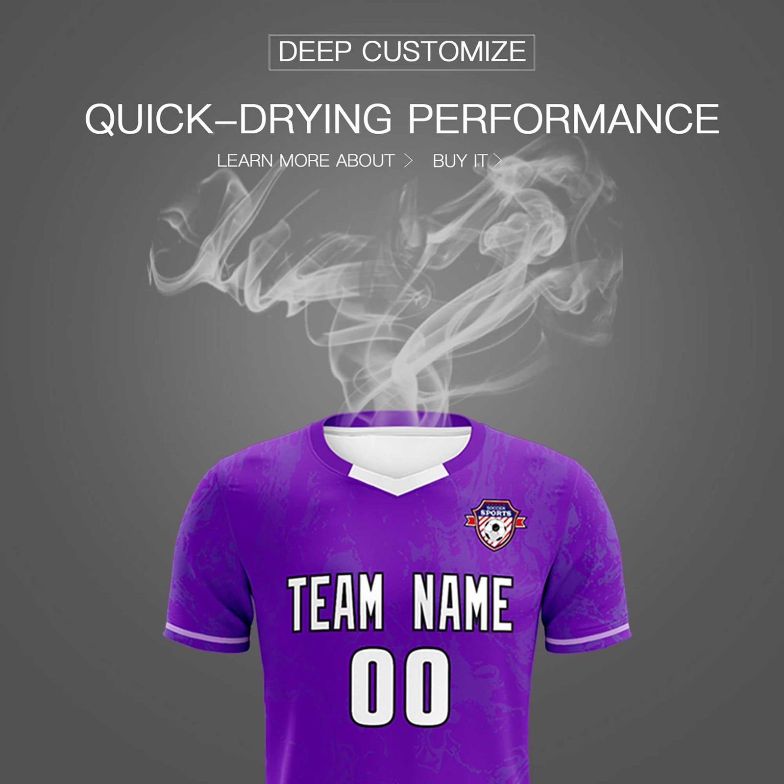 Custom Purple Classic Graffiti Pattern Sportswear Soccer Tops/Sets Jersey