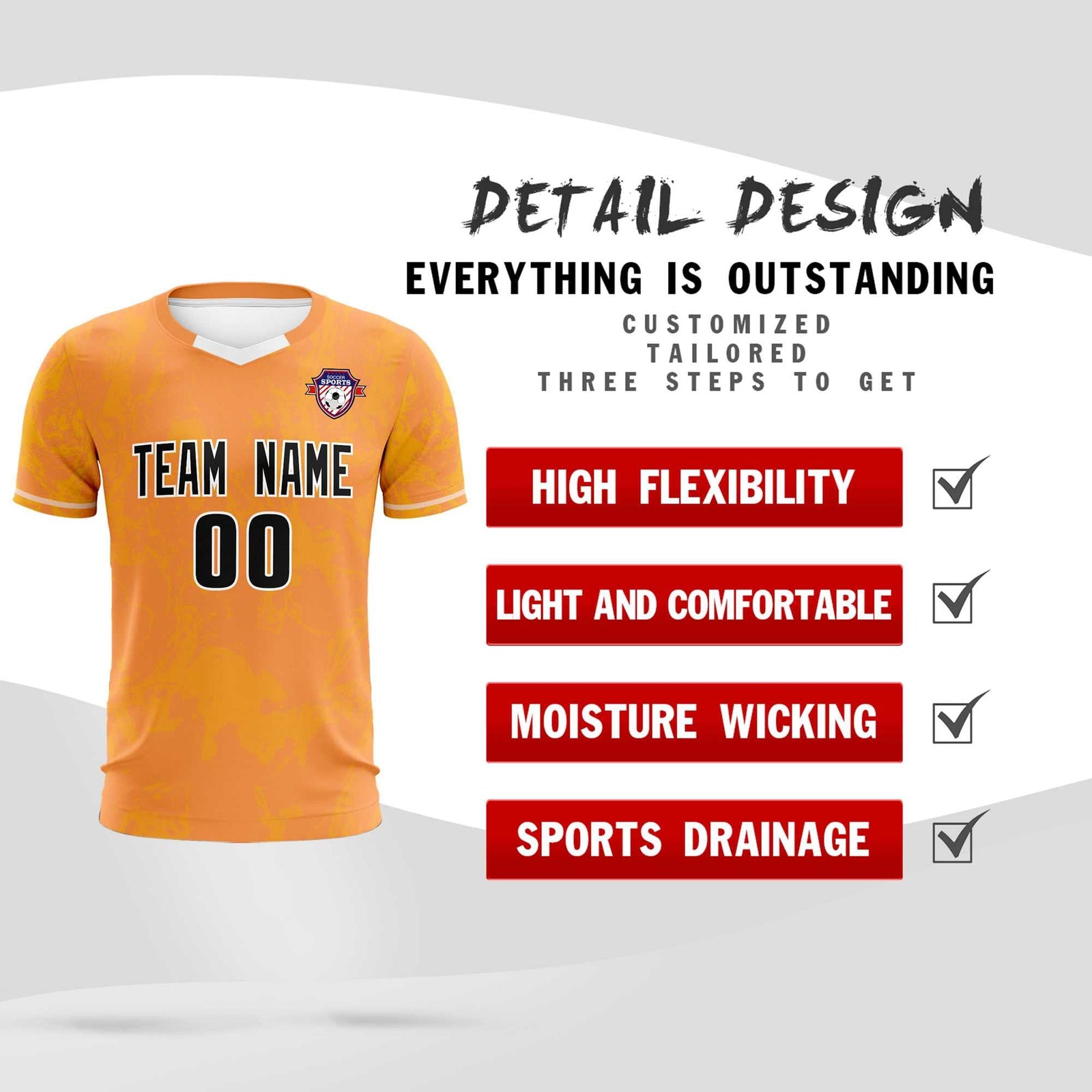 Custom Texas Orange Classic Graffiti Pattern Sportswear Soccer Tops/Sets Jersey