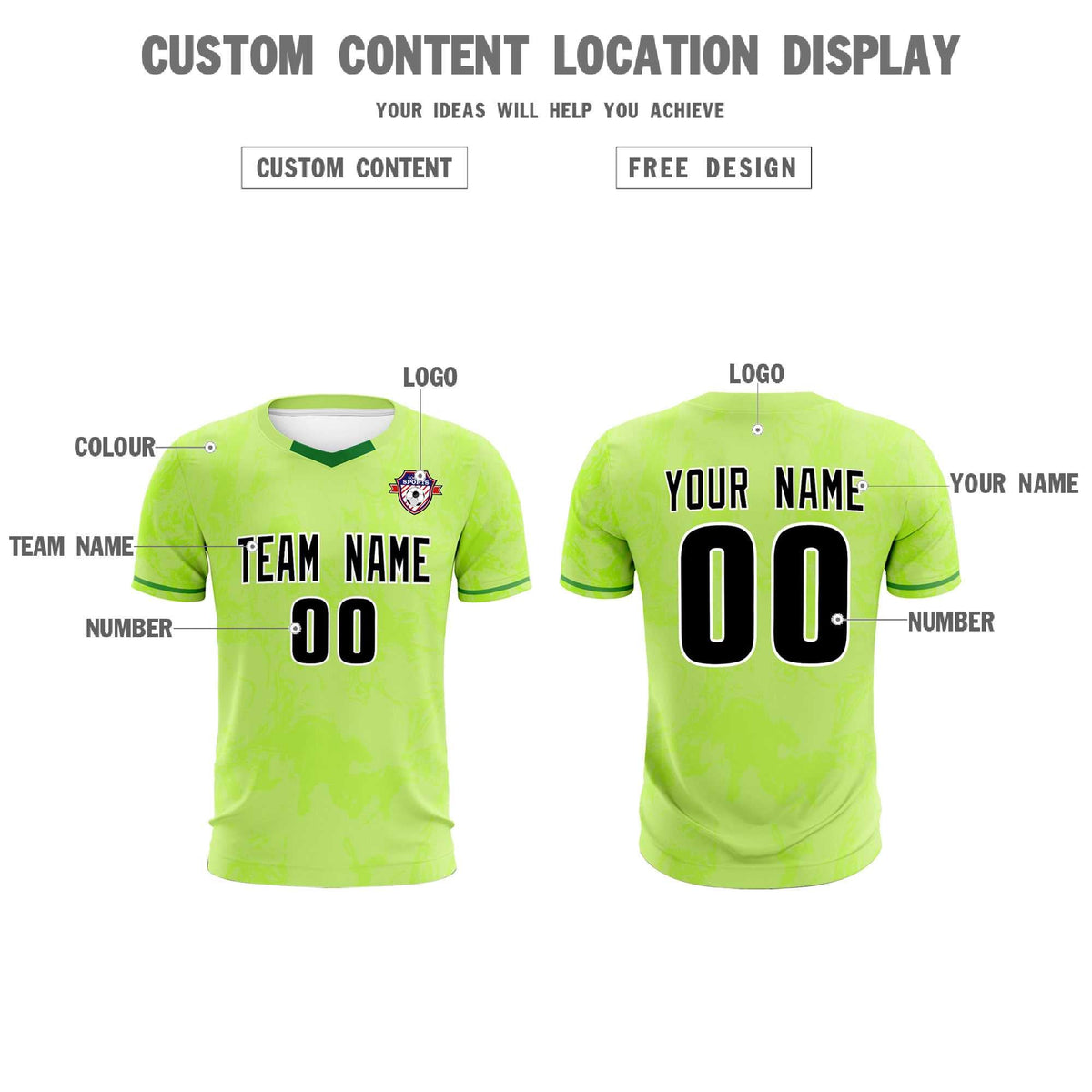 Custom Green Classic Graffiti Pattern Sportswear Soccer Tops/Sets Jersey