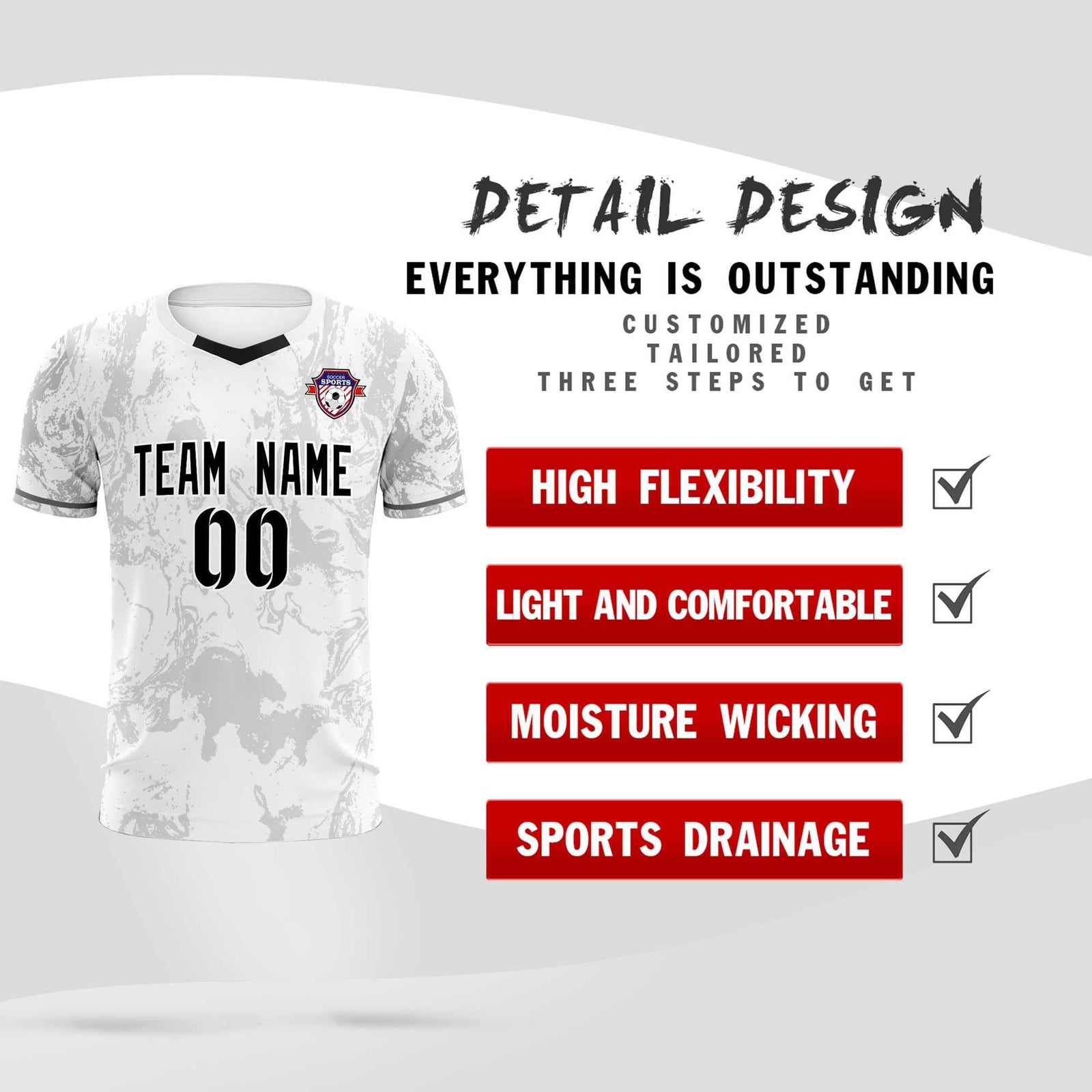 Custom White Classic Graffiti Pattern Sportswear Soccer Tops/Sets Jersey