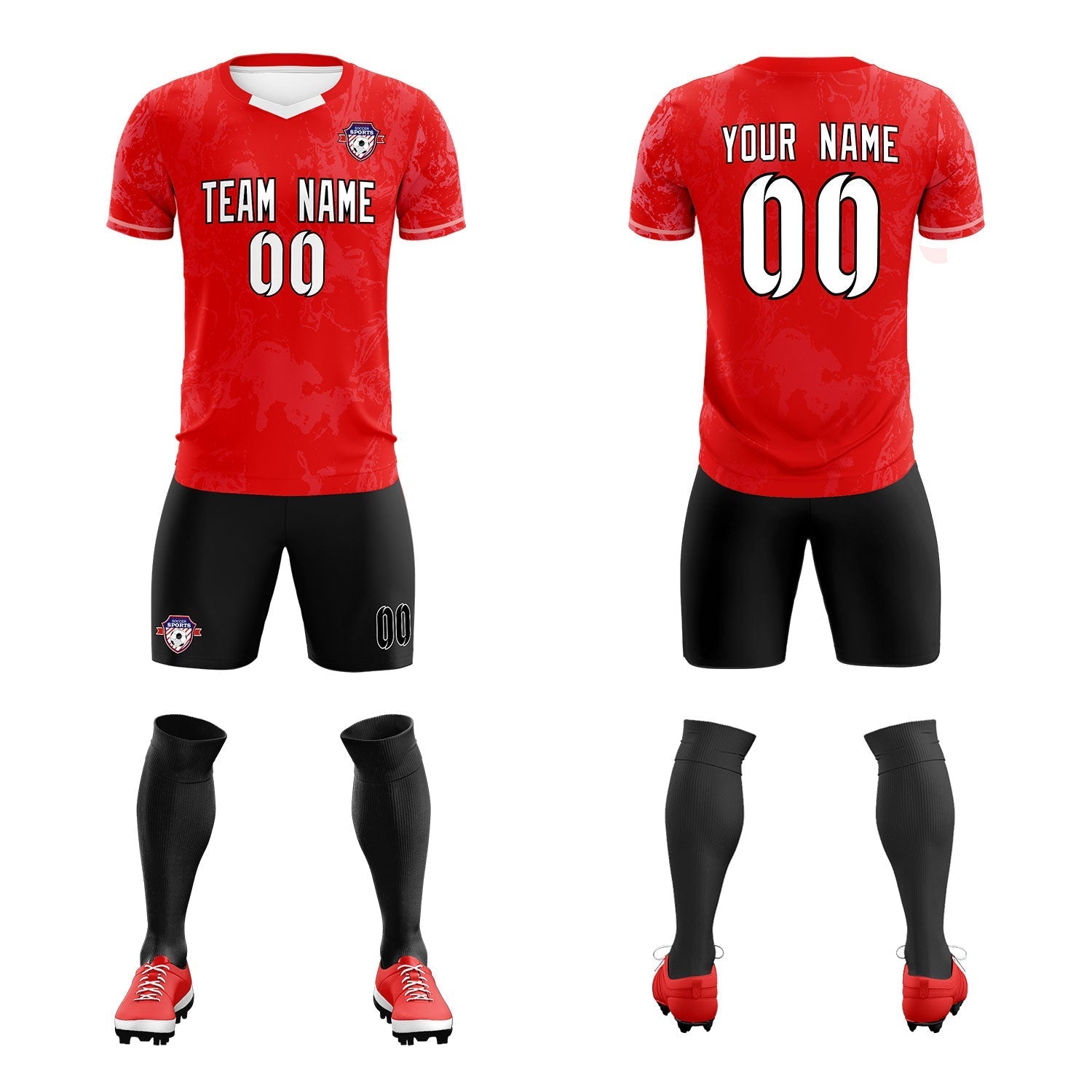 Custom Red Classic Graffiti Pattern Sportswear Soccer Tops/Sets Jersey