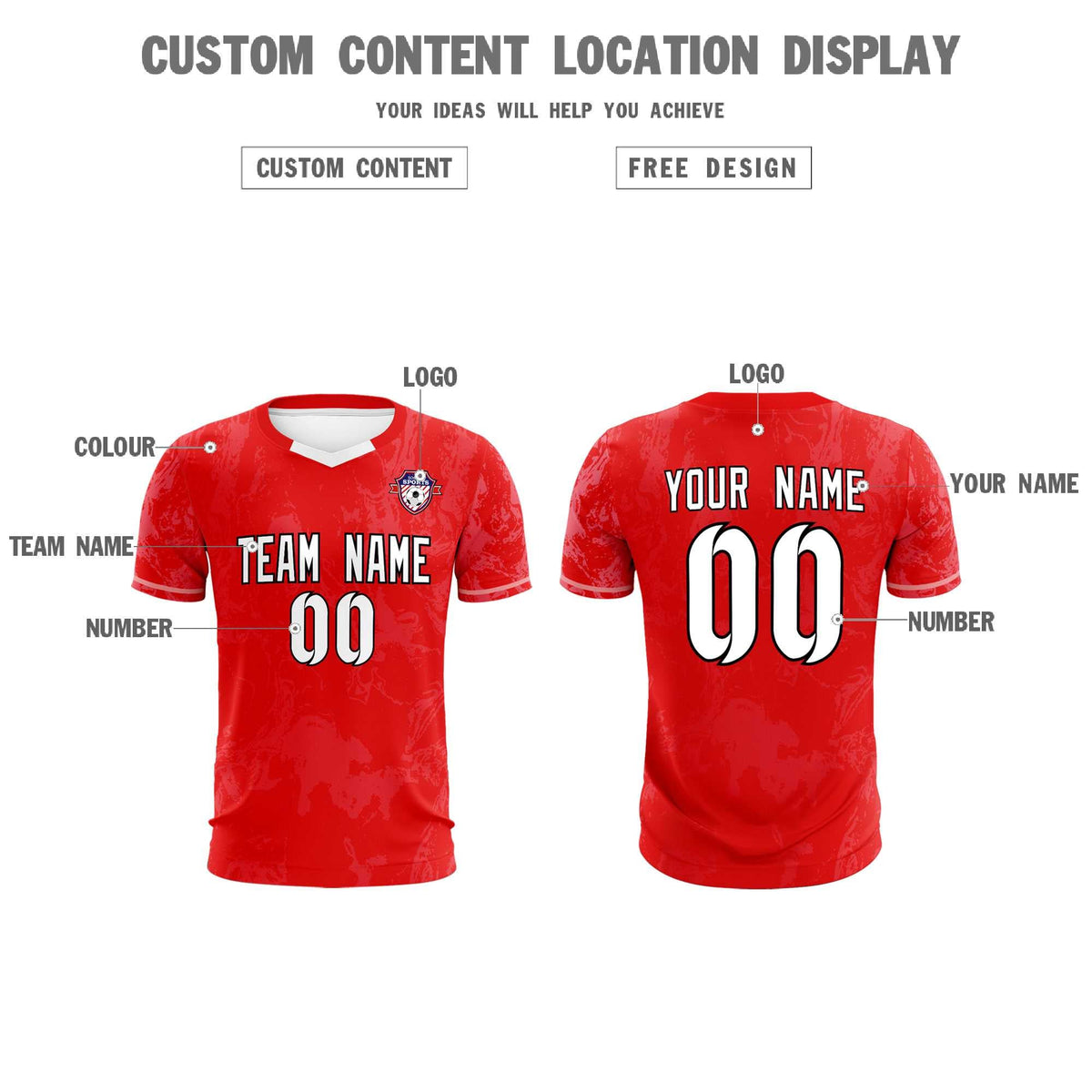 Custom Red Classic Graffiti Pattern Sportswear Soccer Tops/Sets Jersey