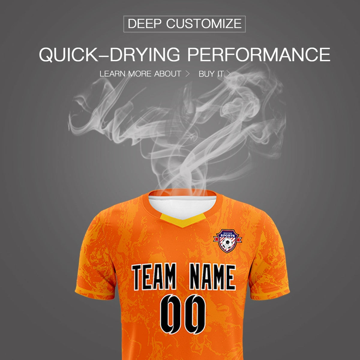 Custom Orange Classic Graffiti Pattern Sportswear Soccer Tops/Sets Jersey