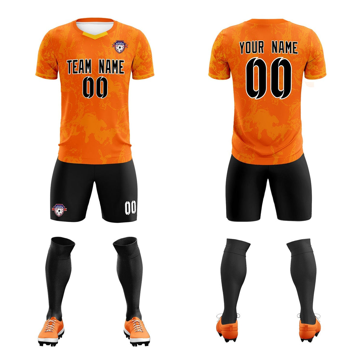 Custom Orange Classic Graffiti Pattern Sportswear Soccer Tops/Sets Jersey