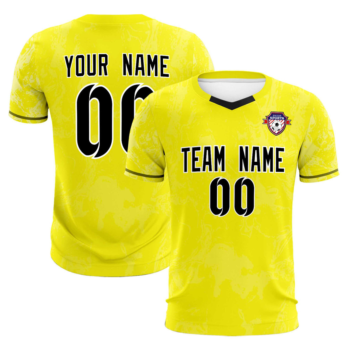 Custom Yellow Classic Graffiti Pattern Sportswear Soccer Tops/Sets Jersey