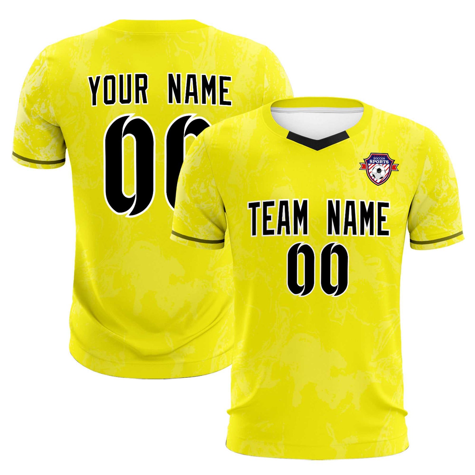 Custom Yellow Classic Graffiti Pattern Sportswear Soccer Tops/Sets Jersey