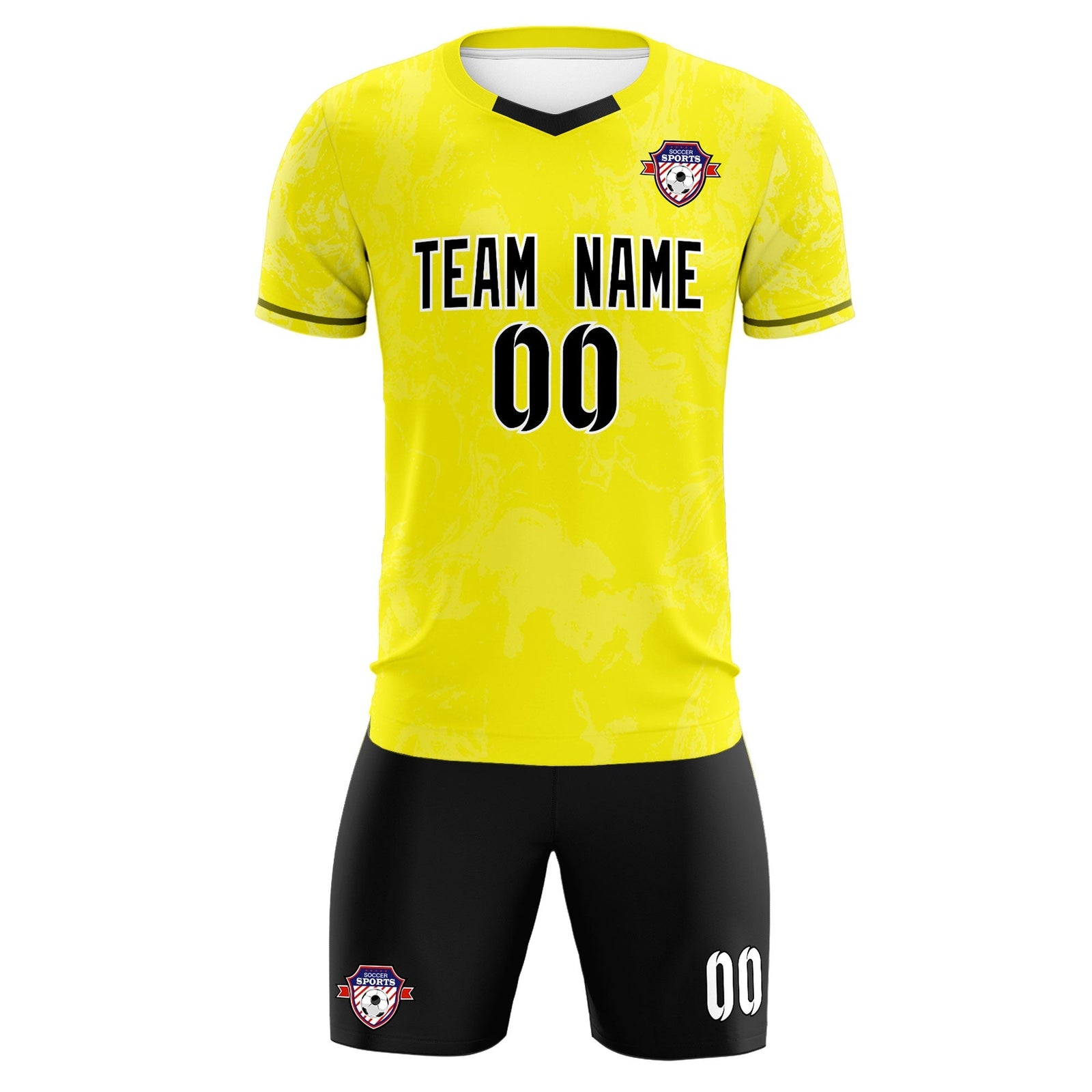Custom Yellow Classic Graffiti Pattern Sportswear Soccer Tops/Sets Jersey