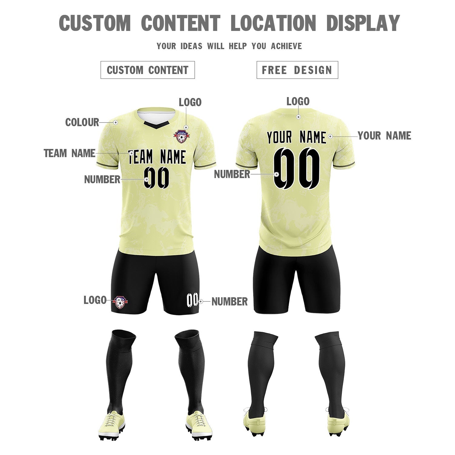 Custom Cream Classic Graffiti Pattern Sportswear Soccer Tops/Sets Jersey