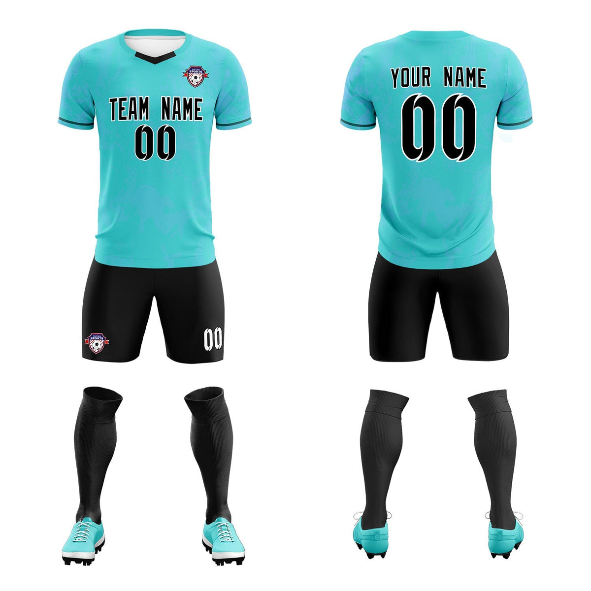 Custom Sky Blue Classic Graffiti Pattern Sportswear Soccer Tops/Sets Jersey