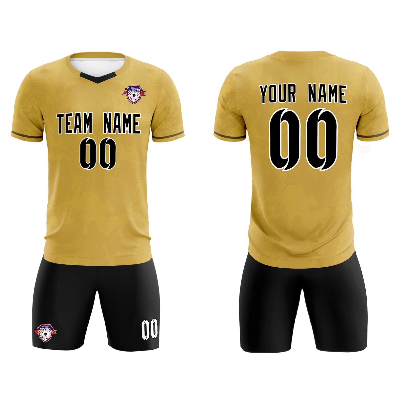 Custom Old Gold Classic Graffiti Pattern Sportswear Soccer Tops/Sets Jersey