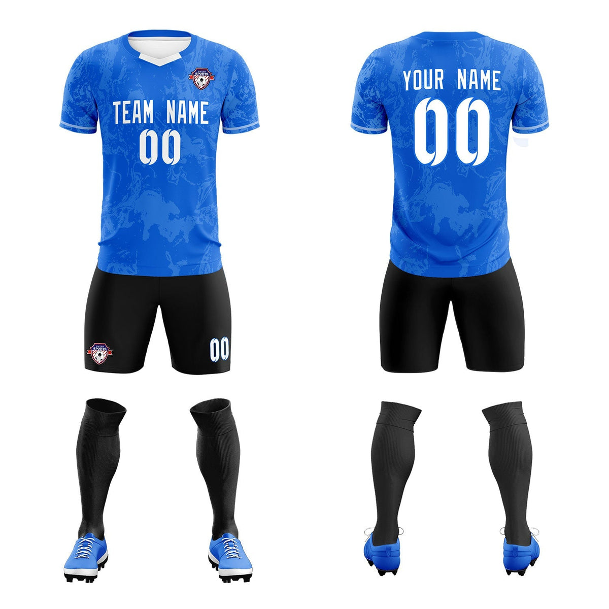 Custom Royal Classic Graffiti Pattern Sportswear Soccer Tops/Sets Jersey