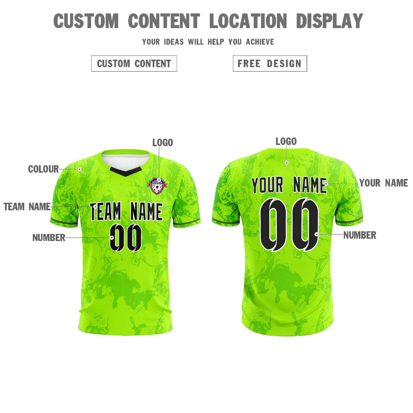 Custom Kelly Green Classic Graffiti Pattern Sportswear Soccer Tops/Sets Jersey