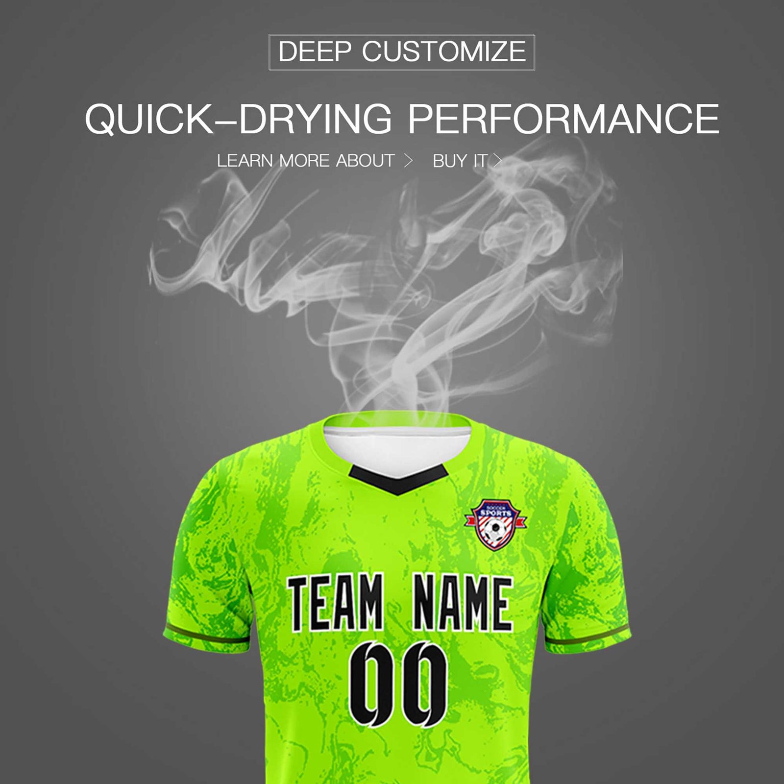 Custom Kelly Green Classic Graffiti Pattern Sportswear Soccer Tops/Sets Jersey