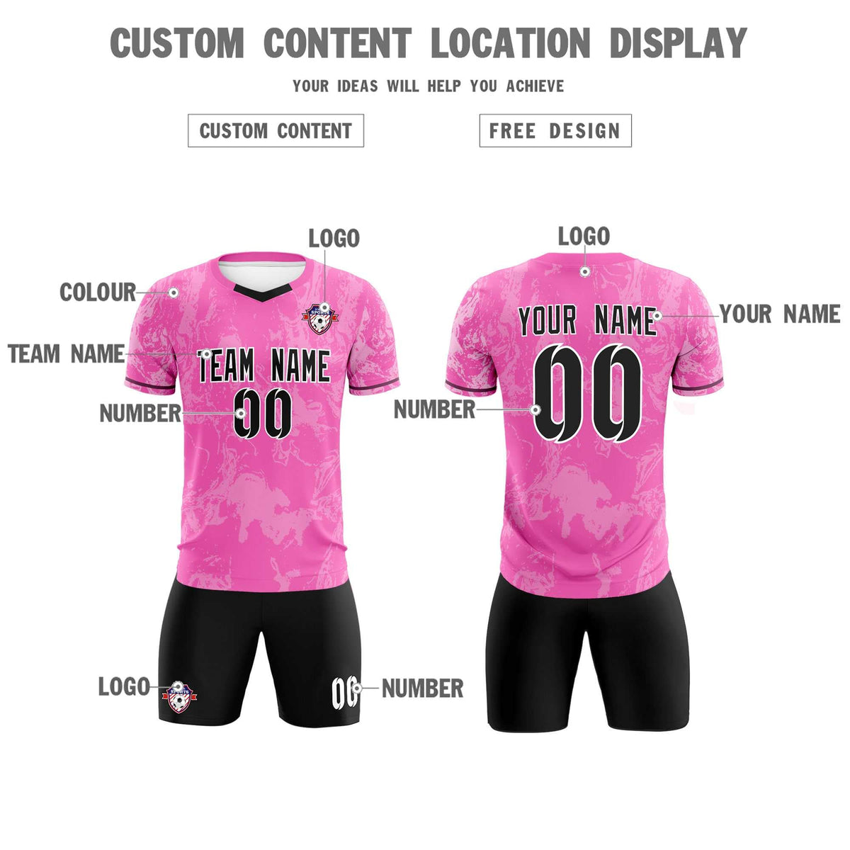 Custom Pink Classic Graffiti Pattern Sportswear Soccer Tops/Sets Jersey
