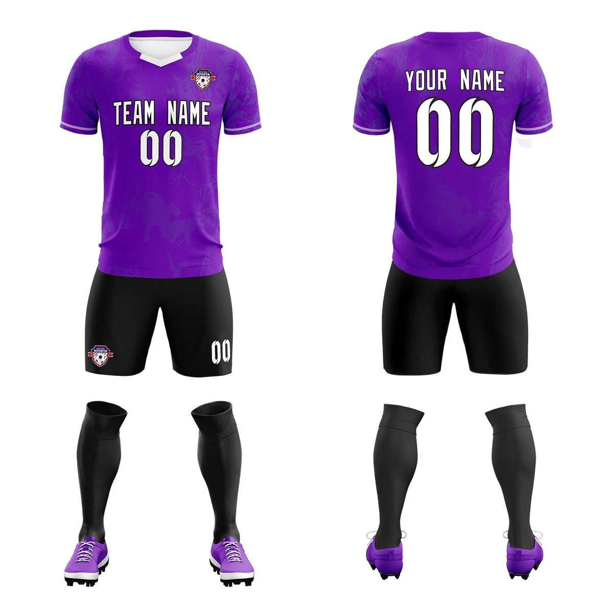 Custom Purple Classic Graffiti Pattern Sportswear Soccer Tops/Sets Jersey
