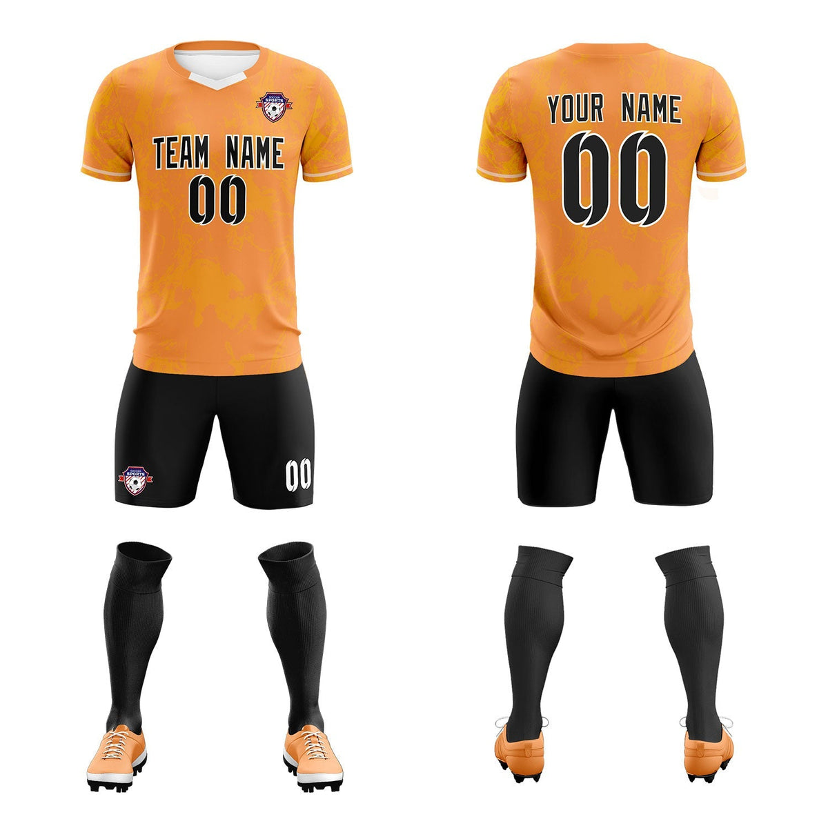 Custom Texas Orange Classic Graffiti Pattern Sportswear Soccer Tops/Sets Jersey