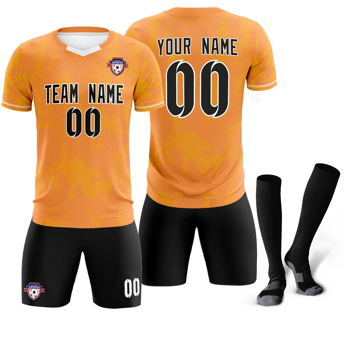 Custom Texas Orange Classic Graffiti Pattern Sportswear Soccer Tops/Sets Jersey