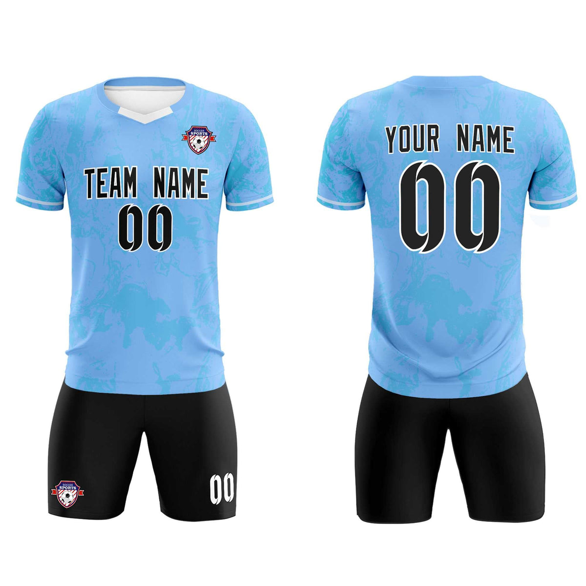 Custom Light Blue Classic Graffiti Pattern Sportswear Soccer Tops/Sets Jersey