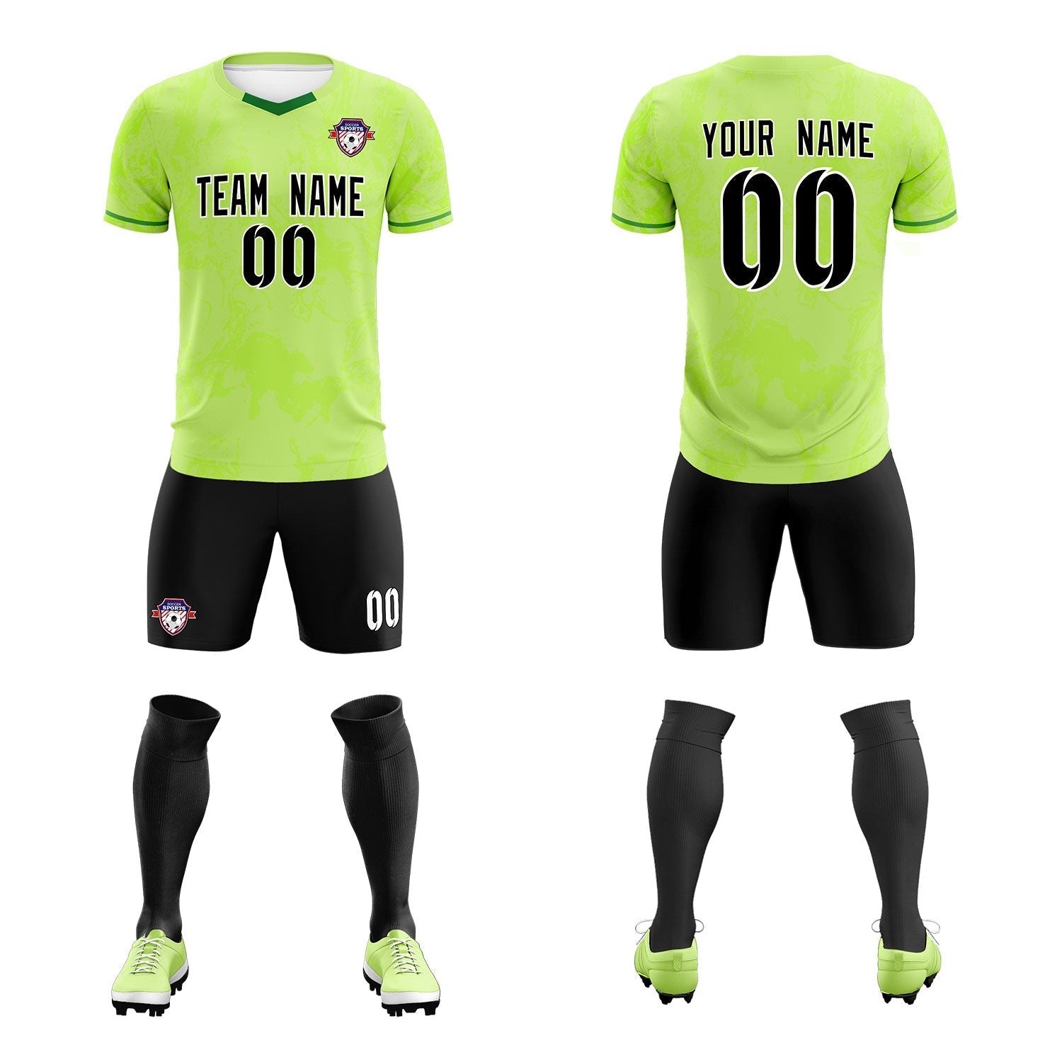 Custom Green Classic Graffiti Pattern Sportswear Soccer Tops/Sets Jersey