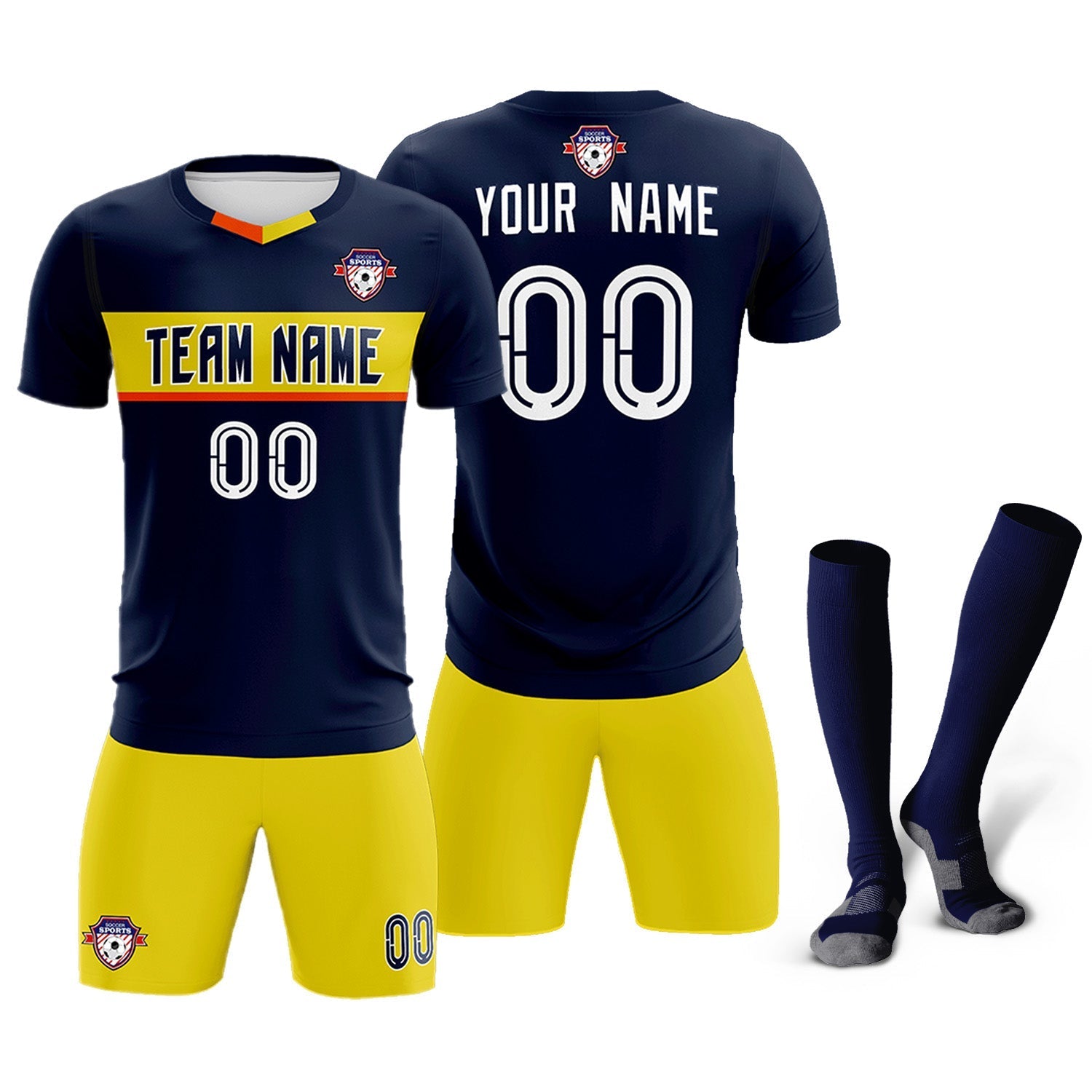 Custom Navy Classic Sports Sets Soccer Shirt Jersey