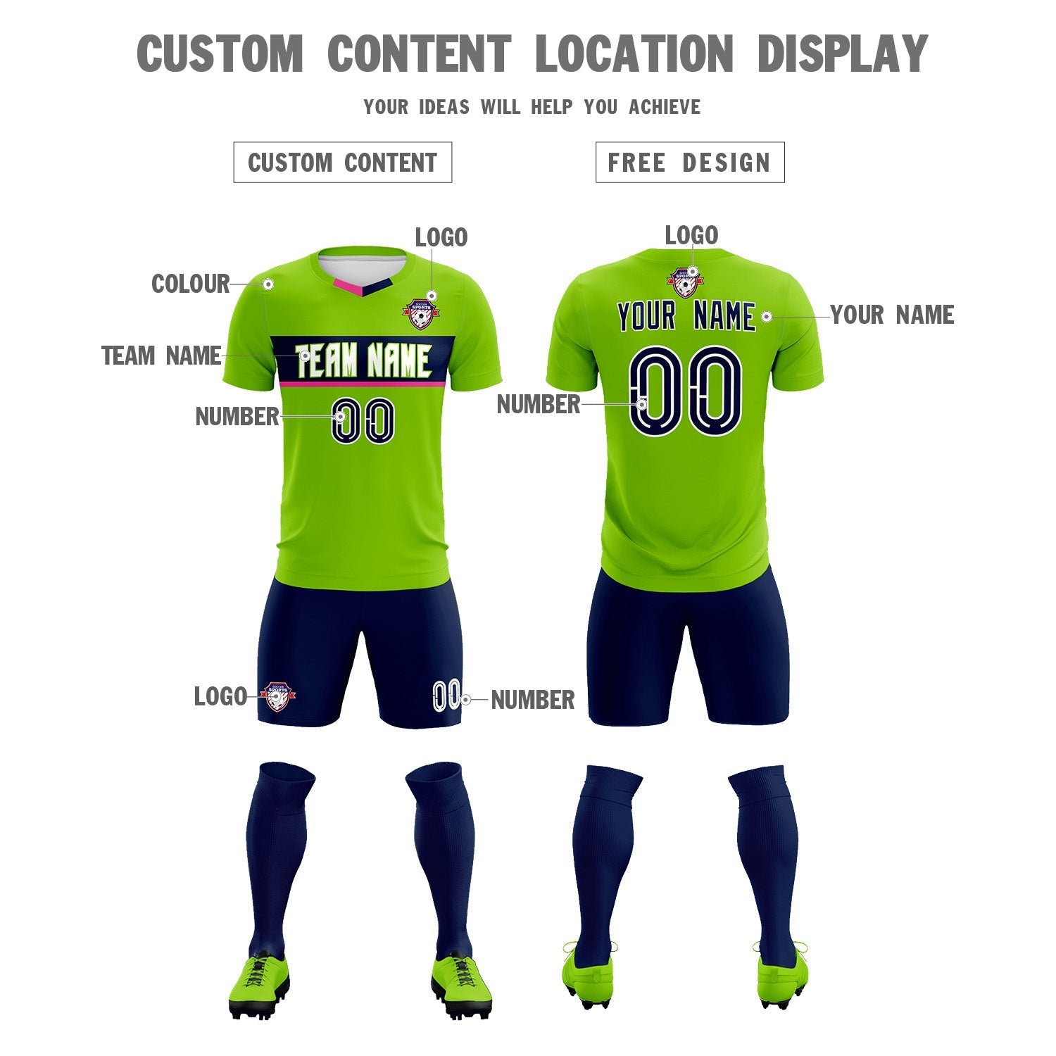 Custom Neon Green Classic Sports Sets Soccer Shirt Jersey