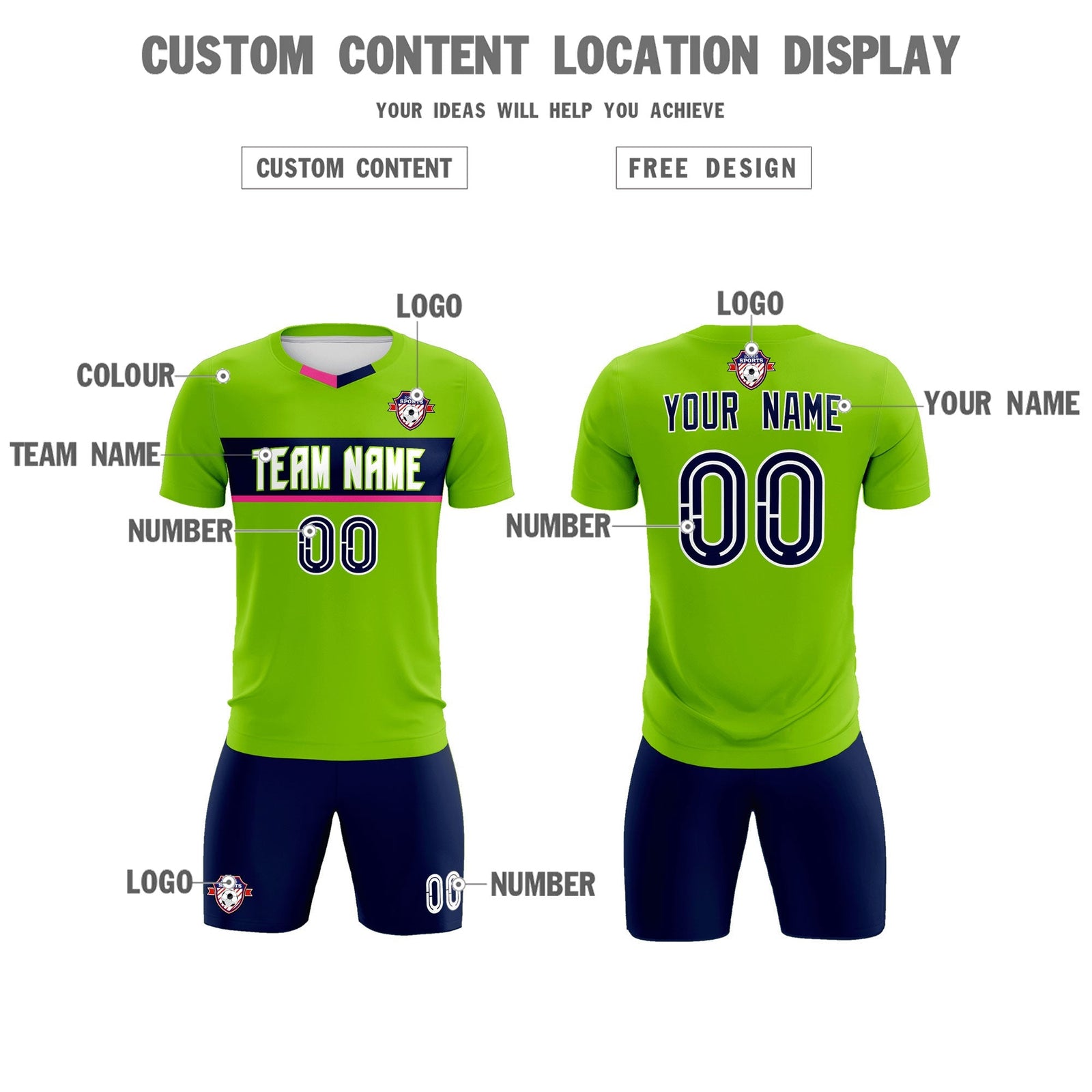 Custom Neon Green Classic Sports Sets Soccer Shirt Jersey