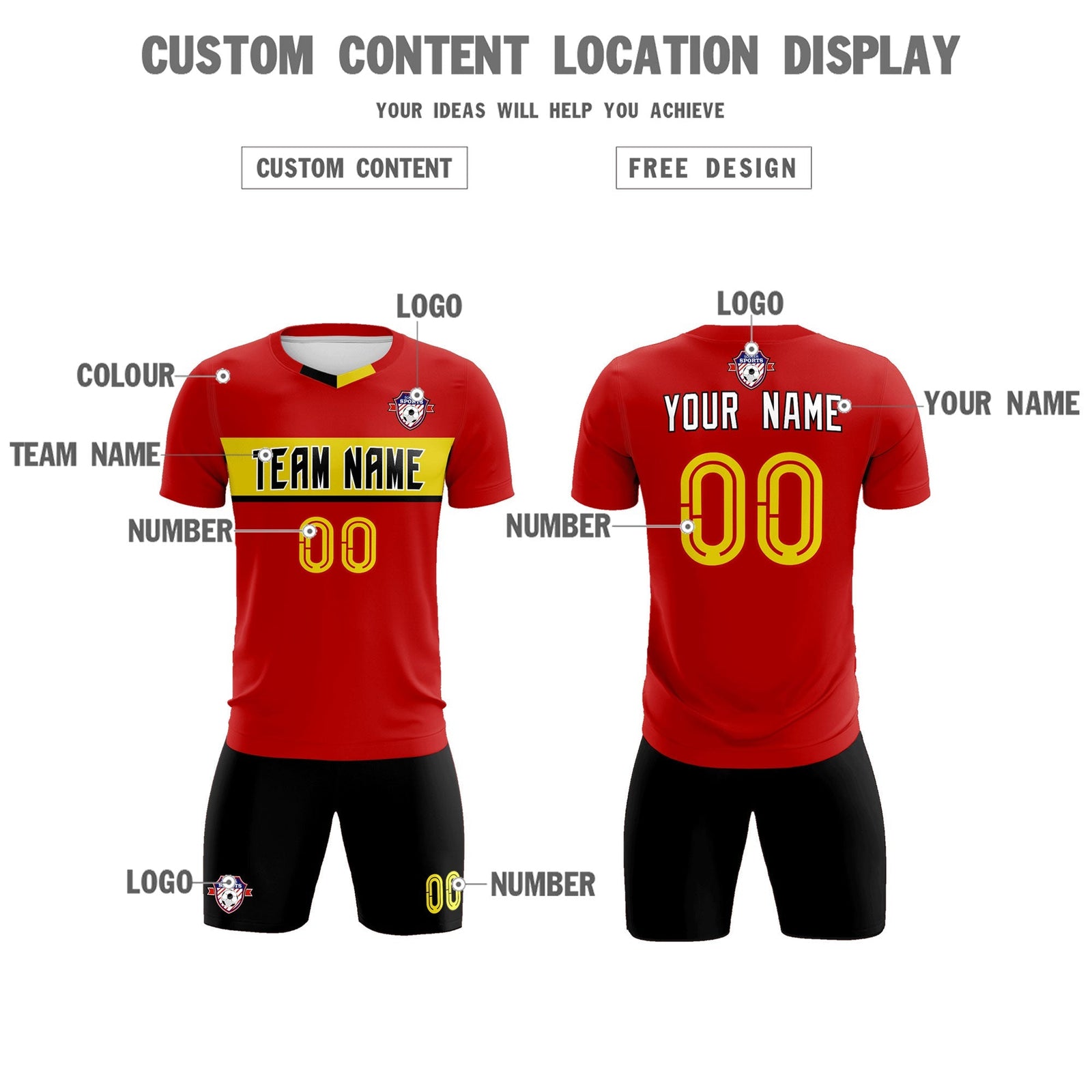 Custom Red Classic Sports Sets Soccer Shirt Jersey